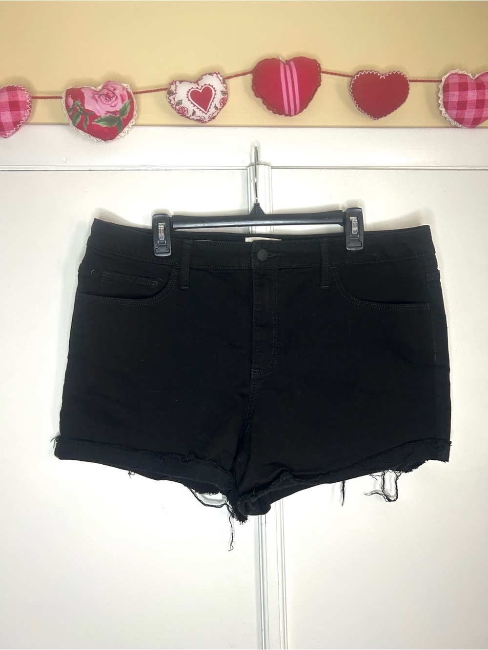 Universal Thread High Rise Midi Shorts - Black Distressed